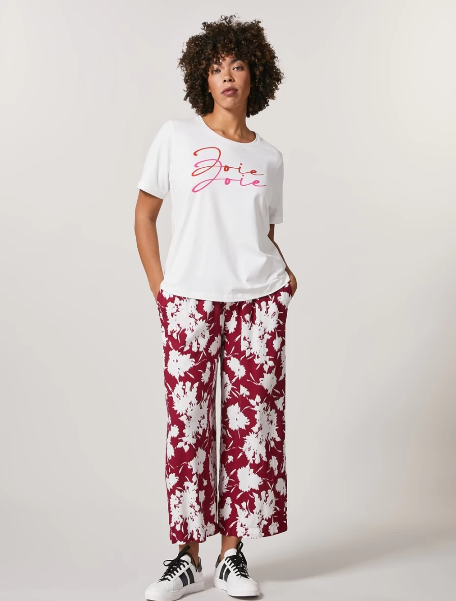 Marina Rinaldi Women's Bordeaux Printed Cropped Trousers