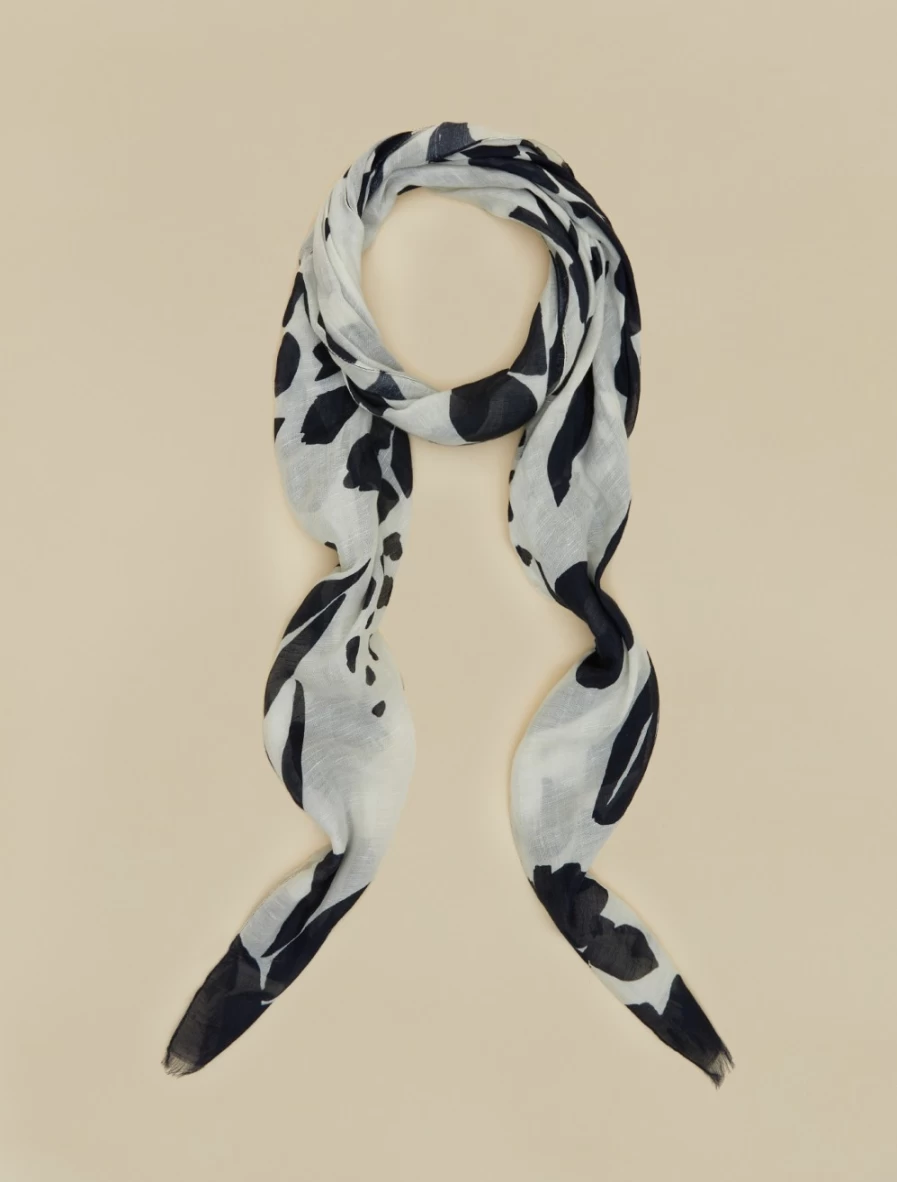 "Marina Rinaldi Women's White Cotton & Linen Stole – Elegant & Lightweight Scarf"