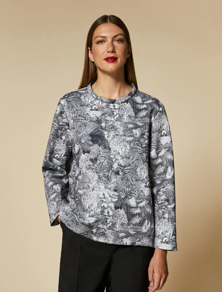 Marina Rinaldi Women's Black Printed Jersey Sweatshirt
