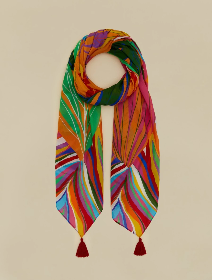 Marina Rinaldi Women's Yellow Printed Muslin Neckerchief Scarf Fashion Accessory