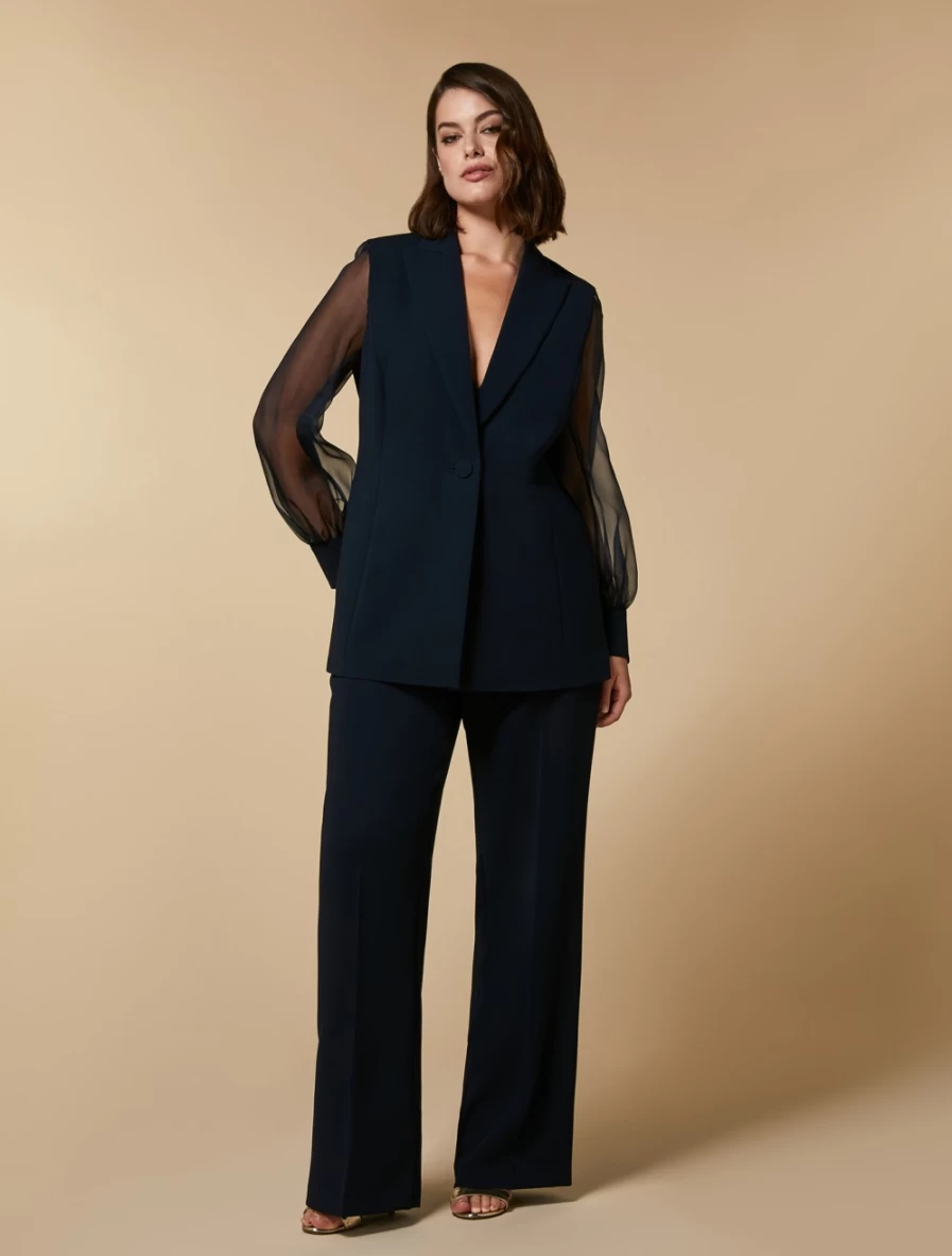 Marina Rinaldi Women's Dark Navy Straight-Fit Triacetate Trousers