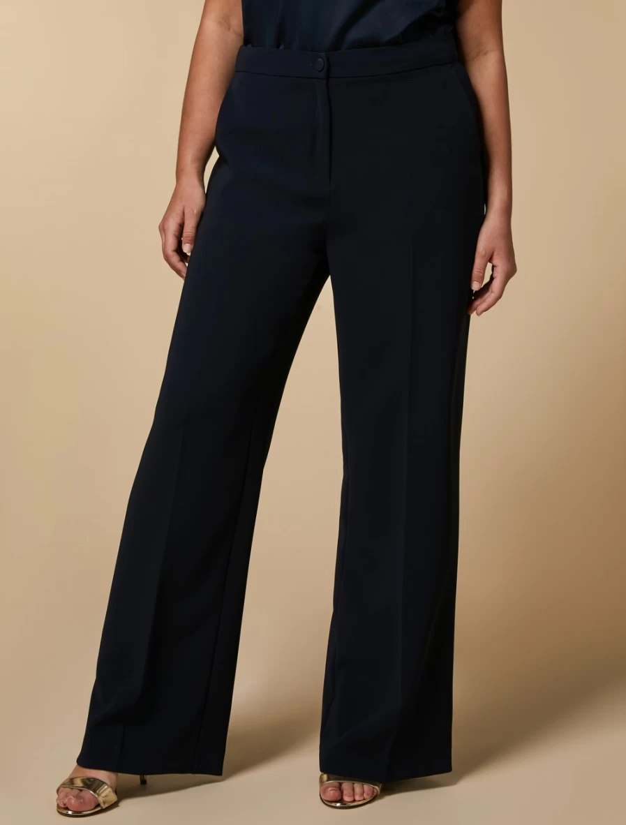 Marina Rinaldi Women's Dark Navy Straight-Fit Triacetate Trousers