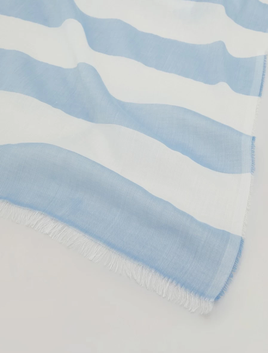 Marina Rinaldi Women's Ski Blue Striped Stole - Elegant Fashion Scarf