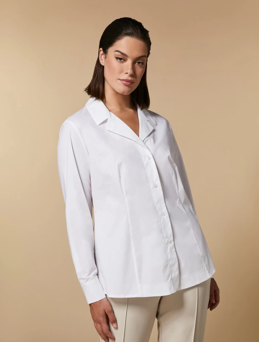 "Marina Rinaldi Women's White Cotton Poplin Shirt – Classic Fit & Breathable Fabric"