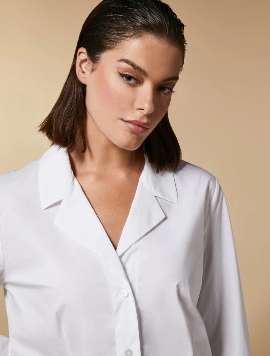 "Marina Rinaldi Women's White Cotton Poplin Shirt – Classic Fit & Breathable Fabric"