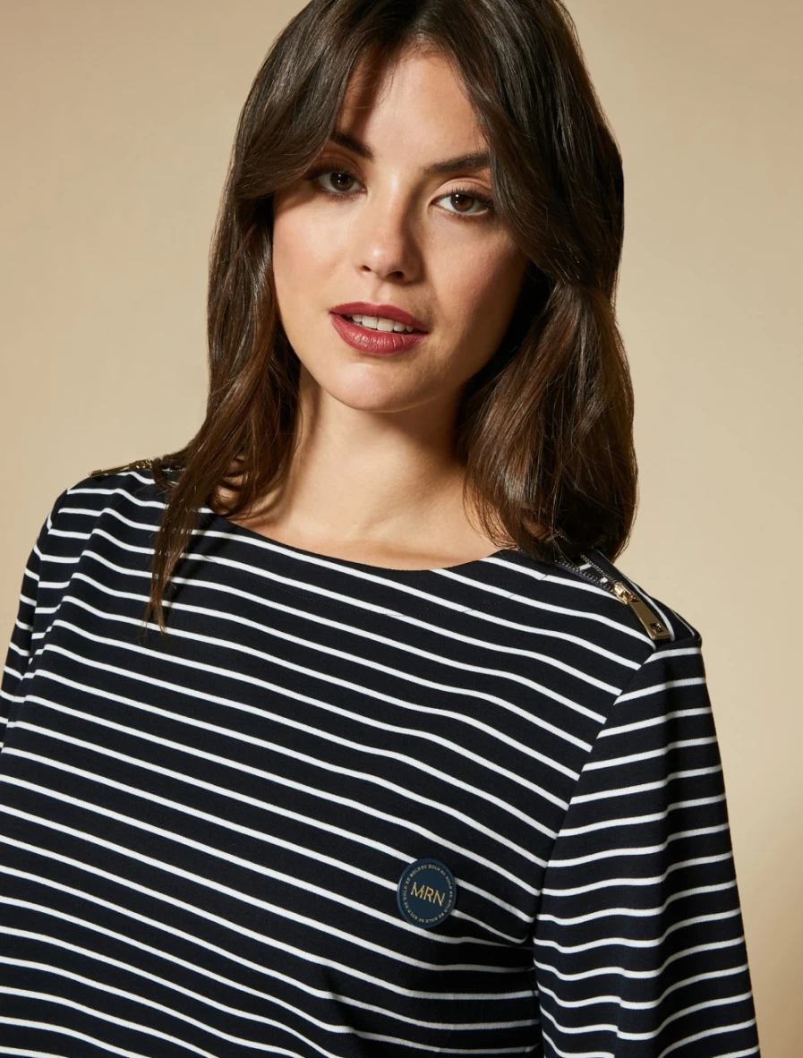"Marina Rinaldi Women's Dark Navy Jersey Sweatshirt - Comfortable & Stylish Pullover"