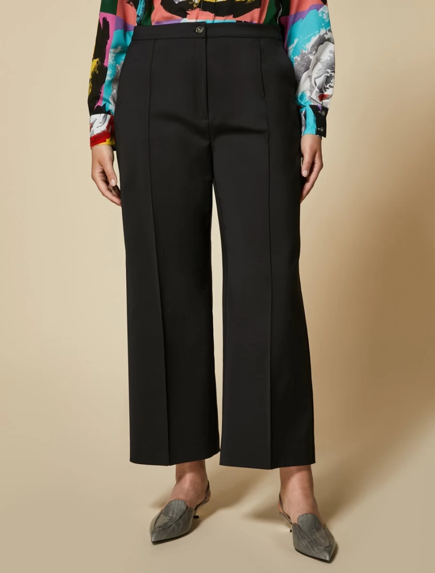Marina Rinaldi Women's Black Stretch Cotton Trousers