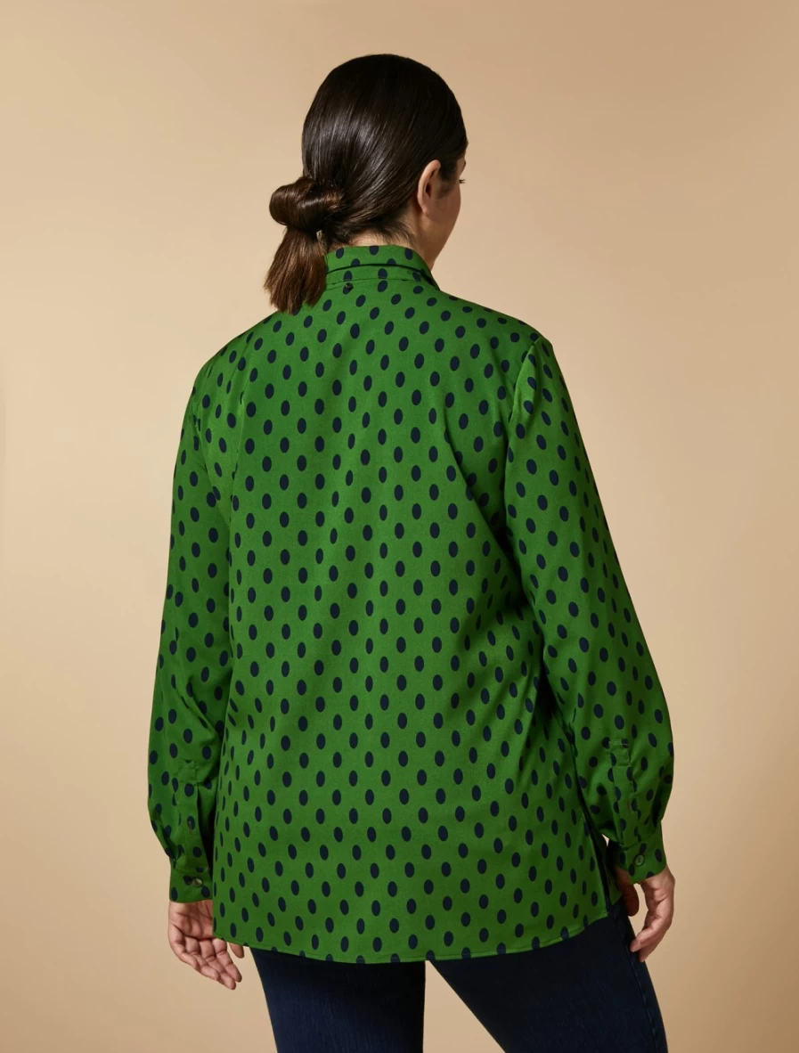 Marina Rinaldi Women's Green Printed Crepe De Chine Shirt