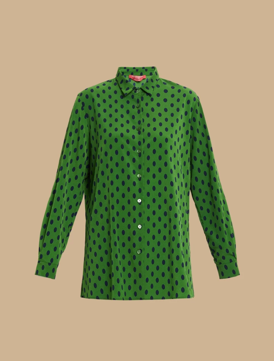 Marina Rinaldi Women's Green Printed Crepe De Chine Shirt