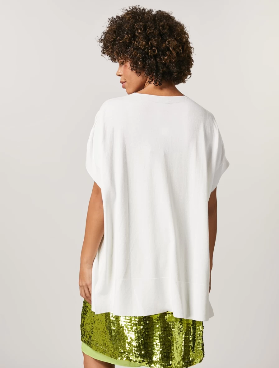 "Marina Rinaldi Women's White Viscose Crepe Cardigan"
