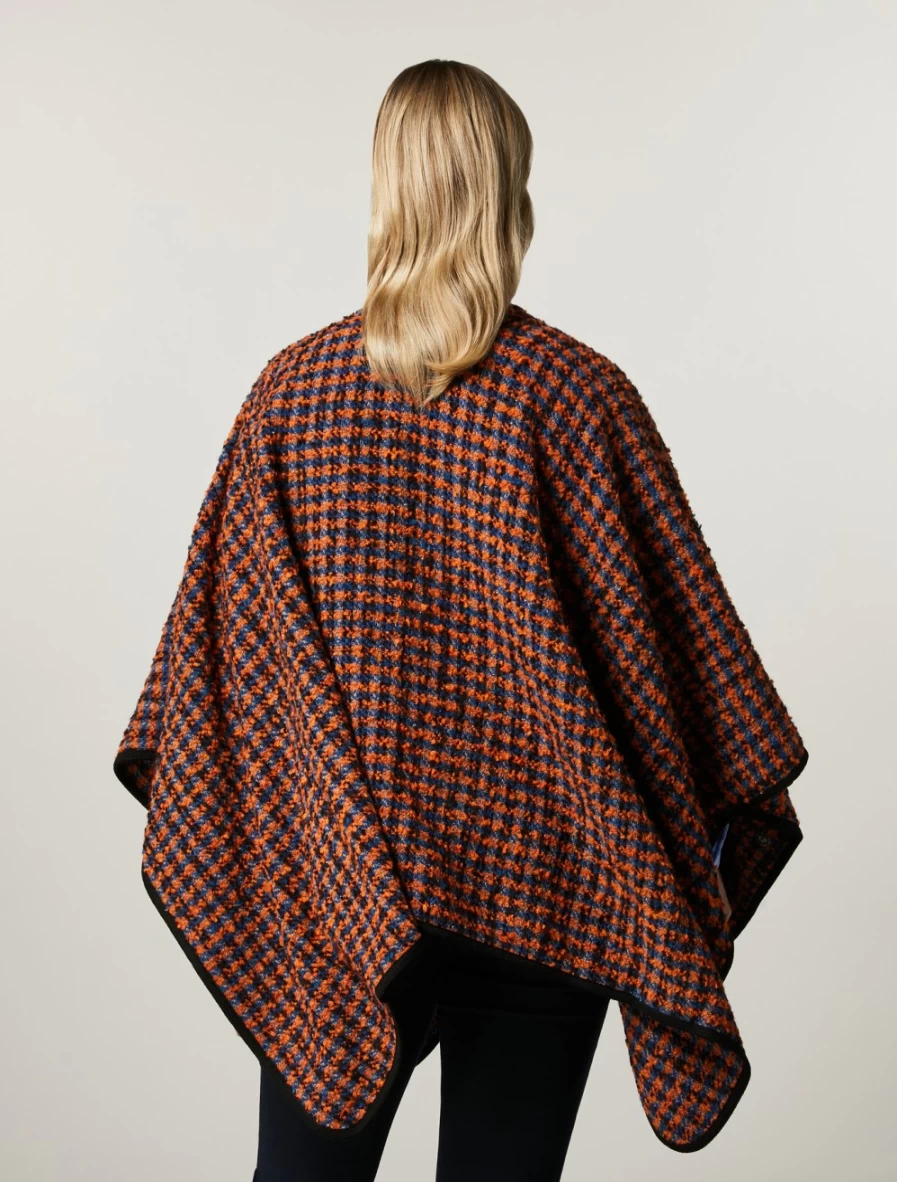Marina Rinaldi Women's China Blue Boucl Cape - Elegant Knit Wrap
