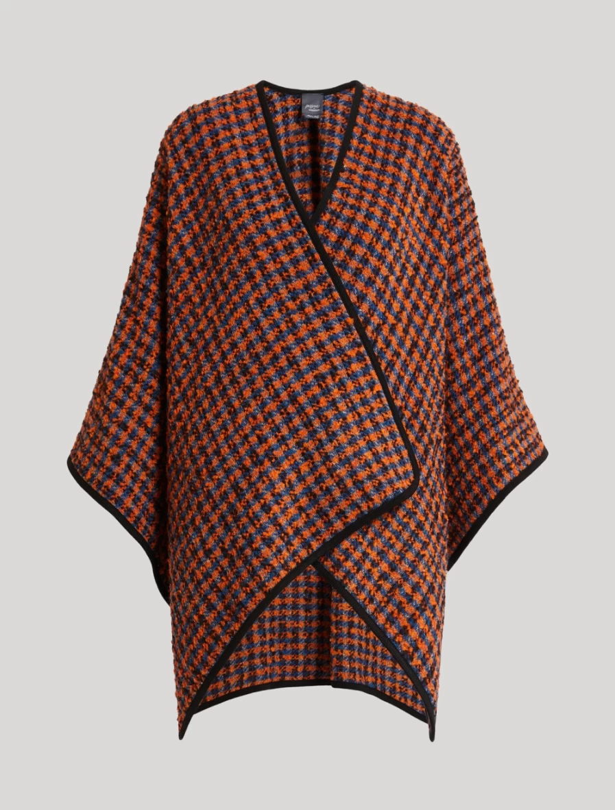 Marina Rinaldi Women's China Blue Boucl Cape - Elegant Knit Wrap