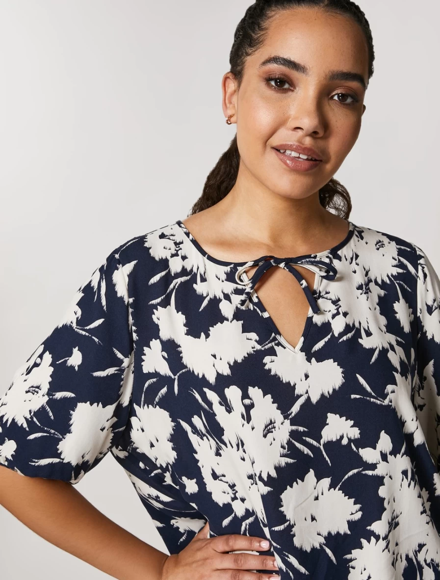 Marina Rinaldi Women's Dark Navy Printed Viscose Blouse