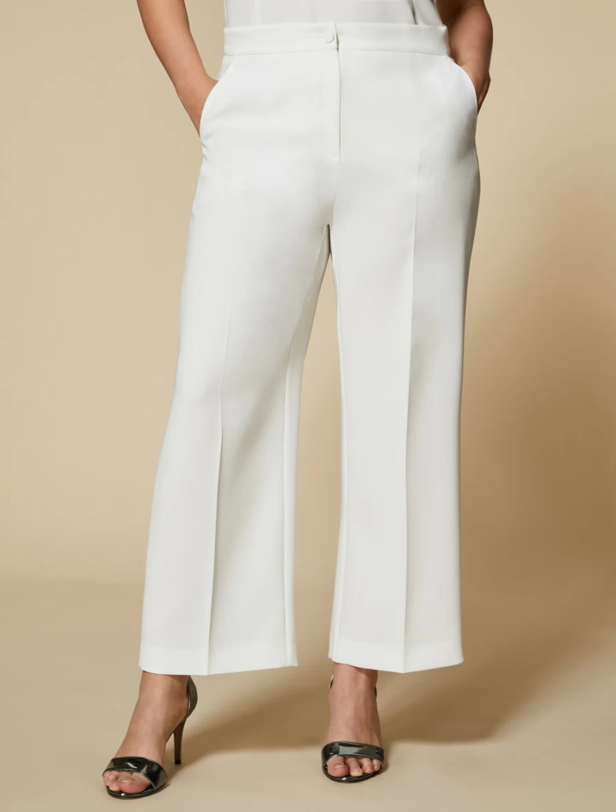 "Marina Rinaldi Women's White Triacetate Comfort Trousers – Soft & Stylish"