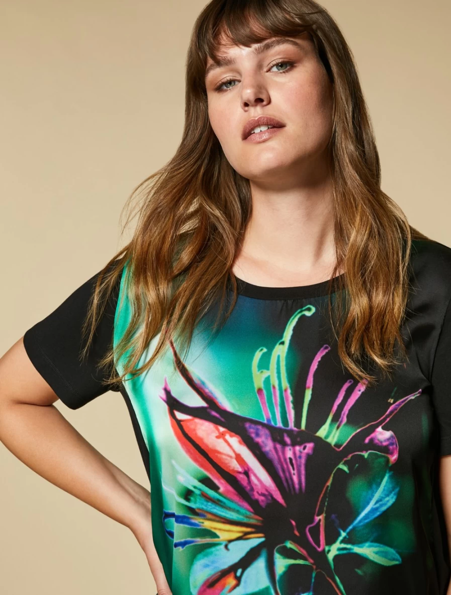 Marina Rinaldi Women's Green Satin Jersey T-Shirt