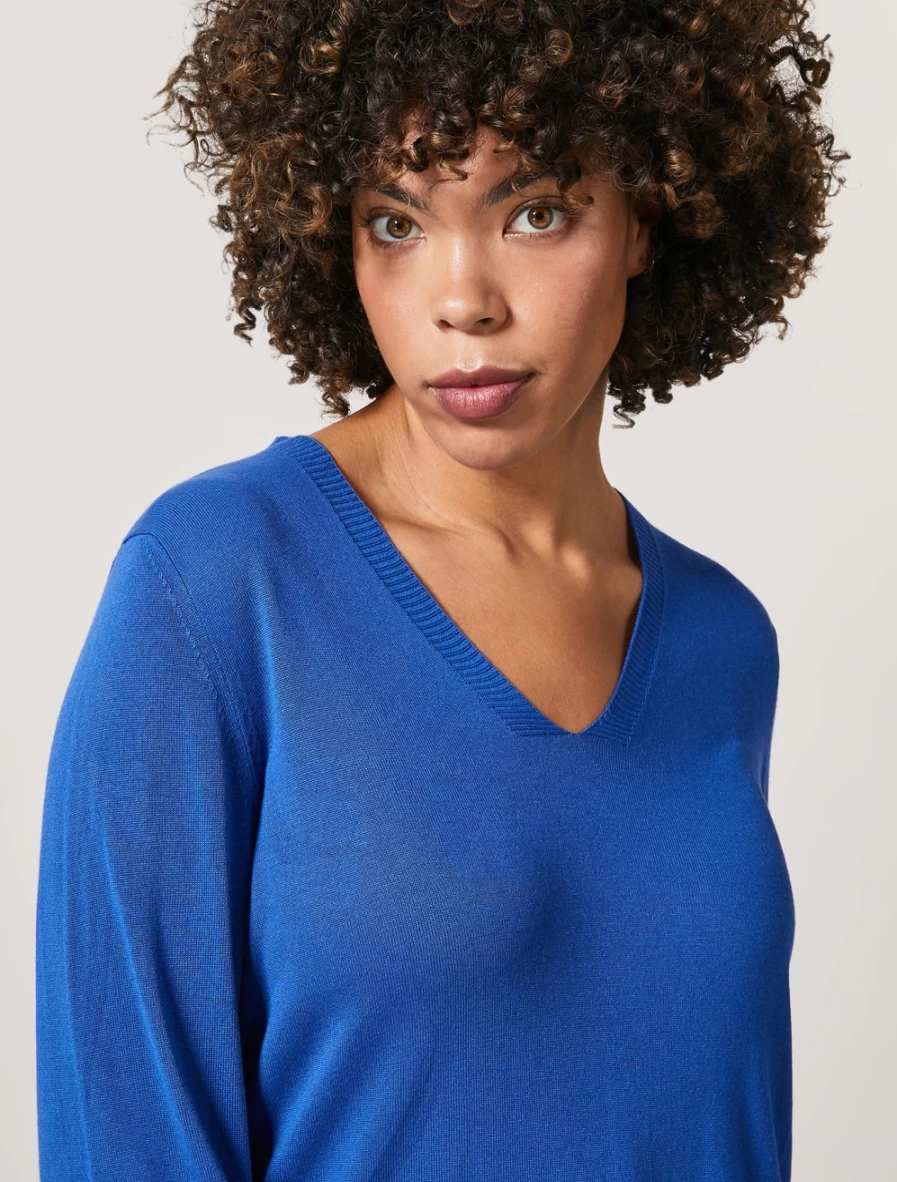 Marina Rinaldi Women's China Blue Oversized Viscose Crepe Sweater