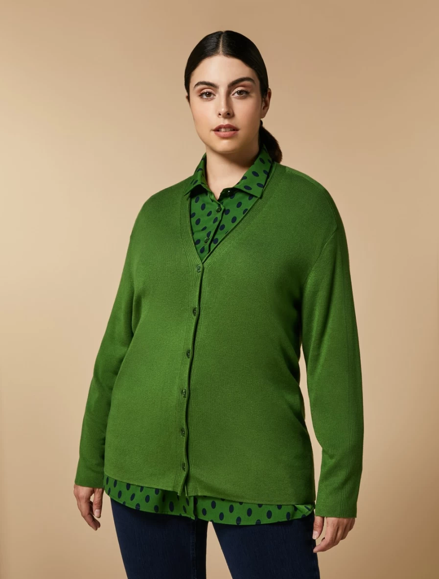 "Marina Rinaldi Women's Green Viscose Cardigan Yarn Knit Sweater"