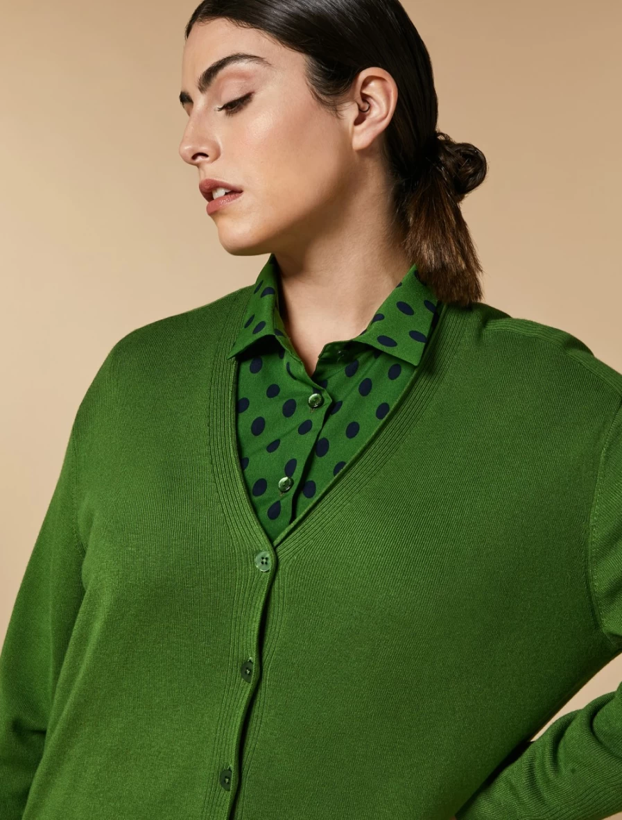 "Marina Rinaldi Women's Green Viscose Cardigan Yarn Knit Sweater"