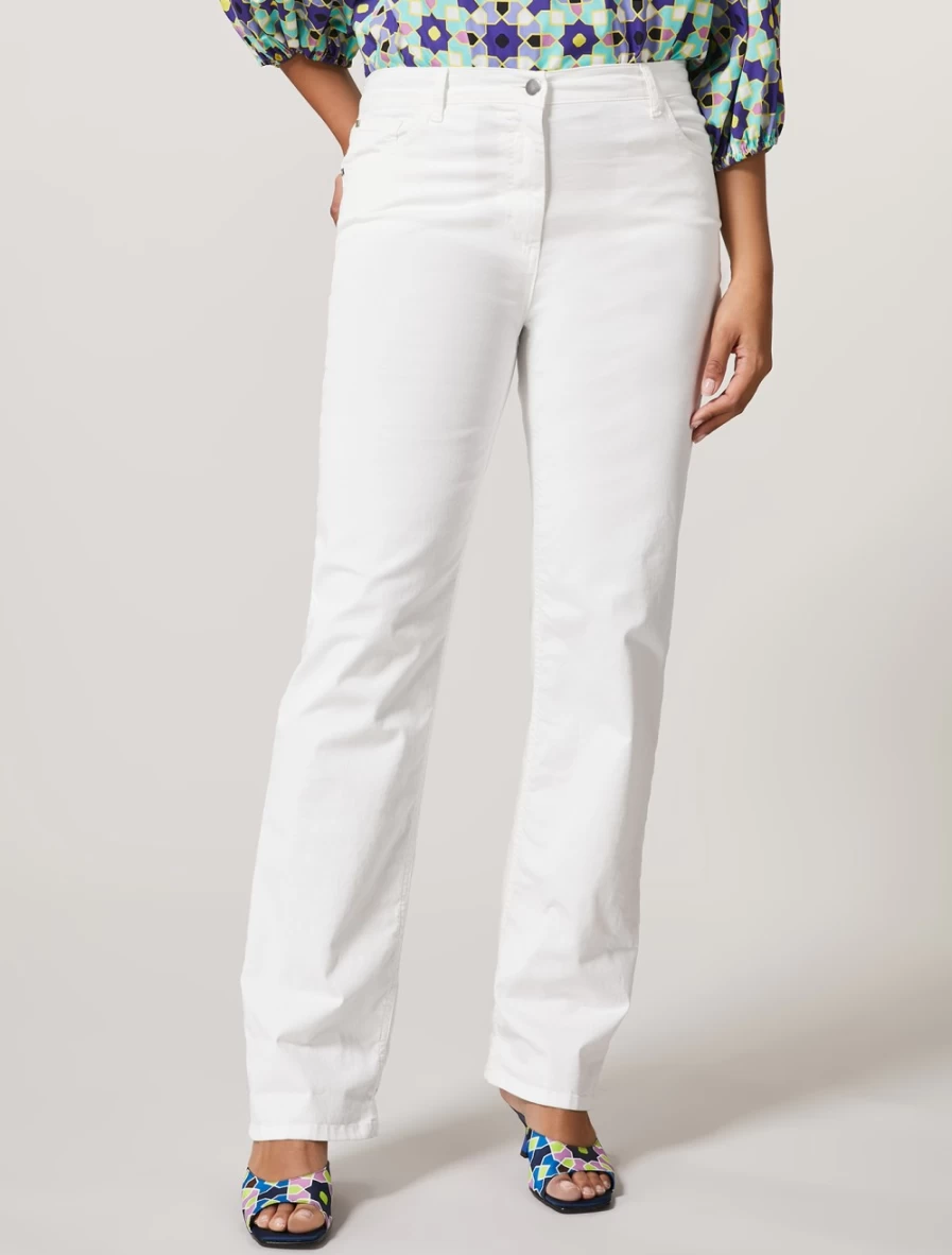 Marina Rinaldi Women's White Cotton Gabardine Trousers