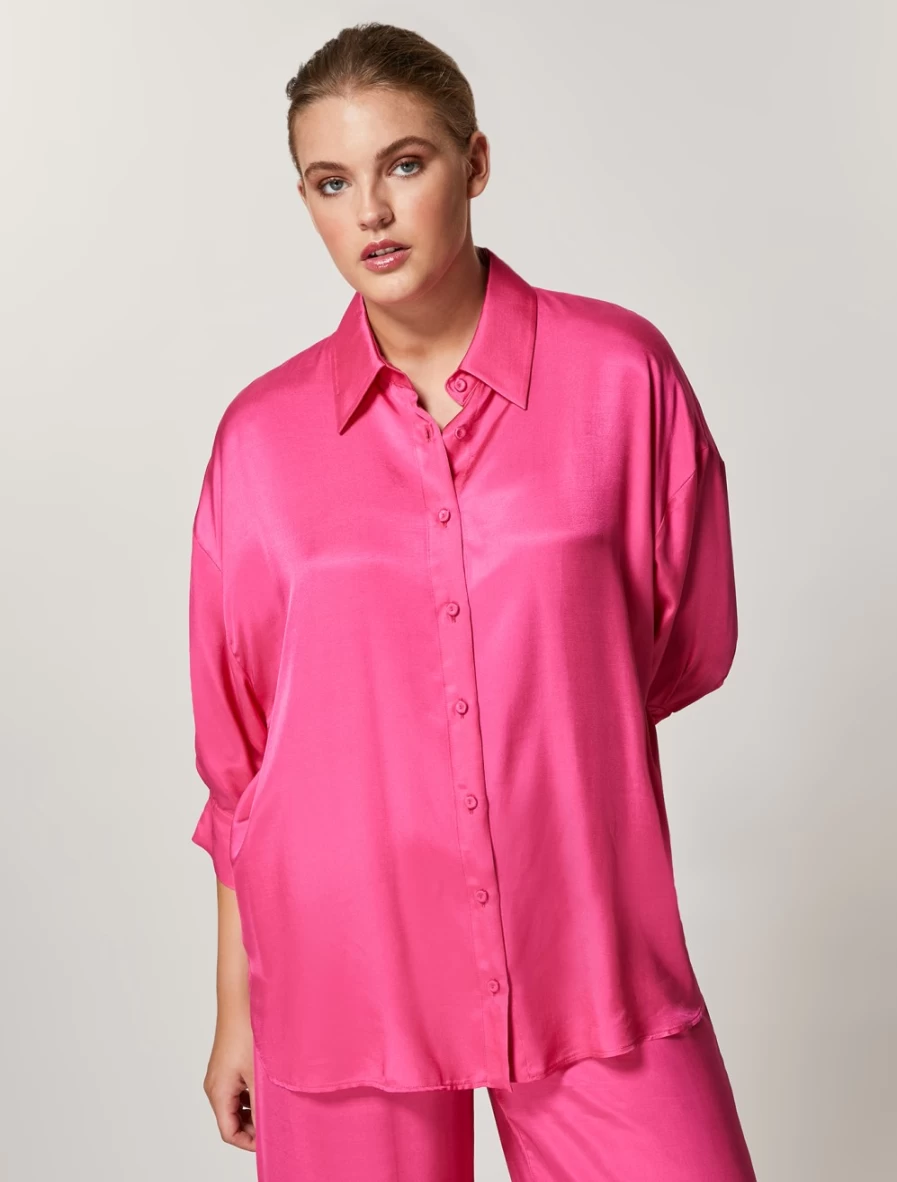 Marina Rinaldi Women's Fuchsia Fluid Viscose Twill Shirt