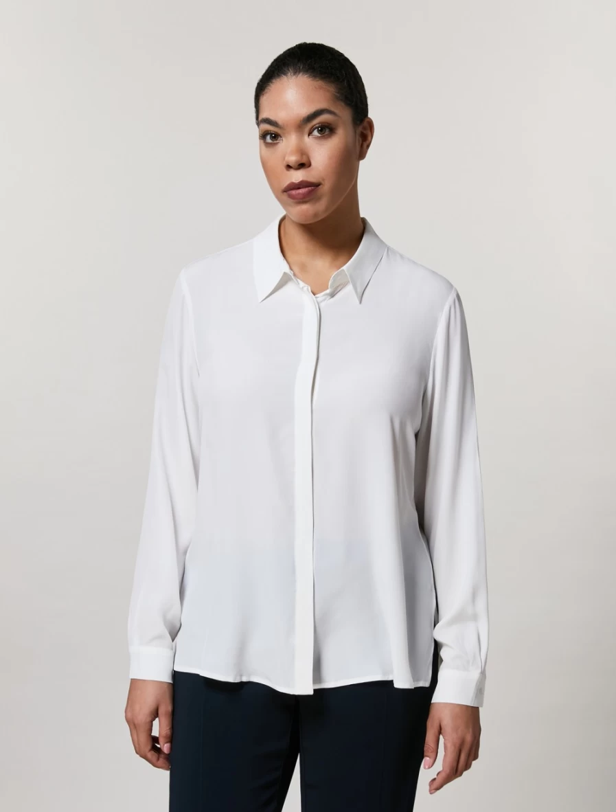 Marina Rinaldi Women's White Silk-Blend Shirt