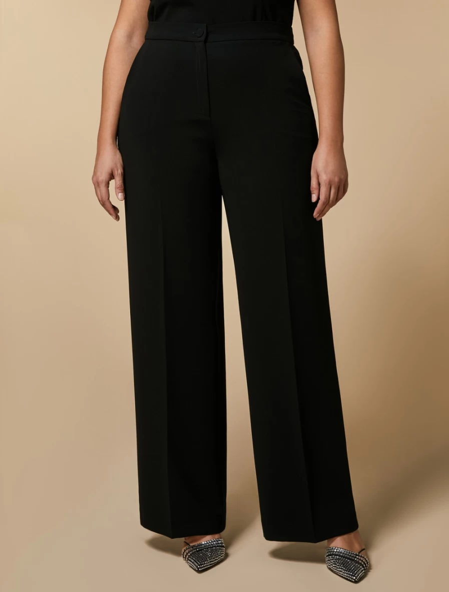 Marina Rinaldi Women's Black Straight-Fit Triacetate Trousers