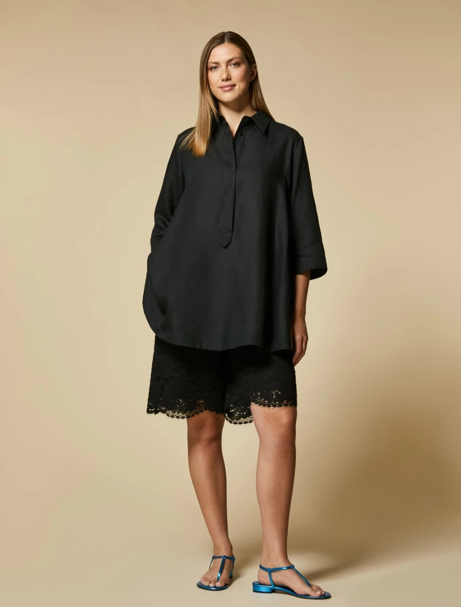 Marina Rinaldi Women's Black Lace Bermuda Shorts