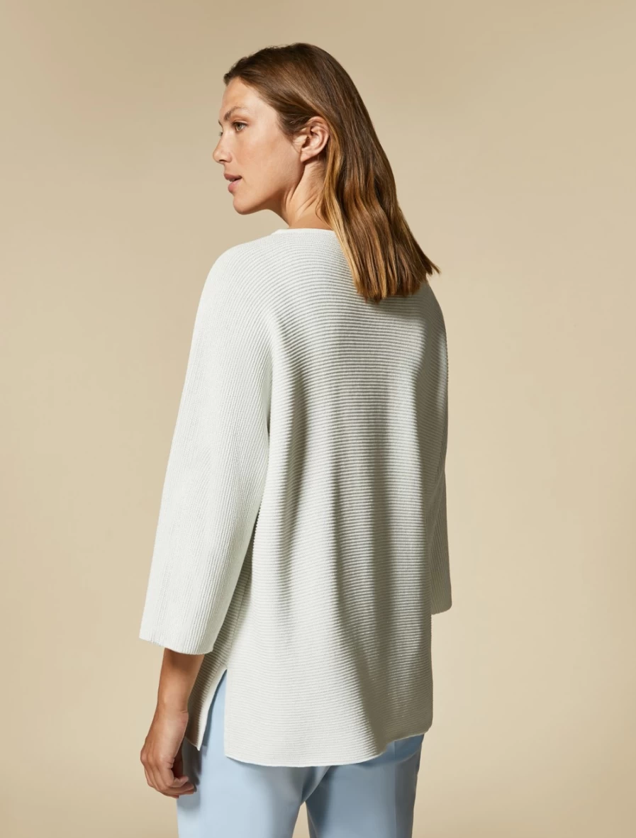Marina Rinaldi Women's White Lurex Cotton Sweater - Elegant Knit Top for Women
