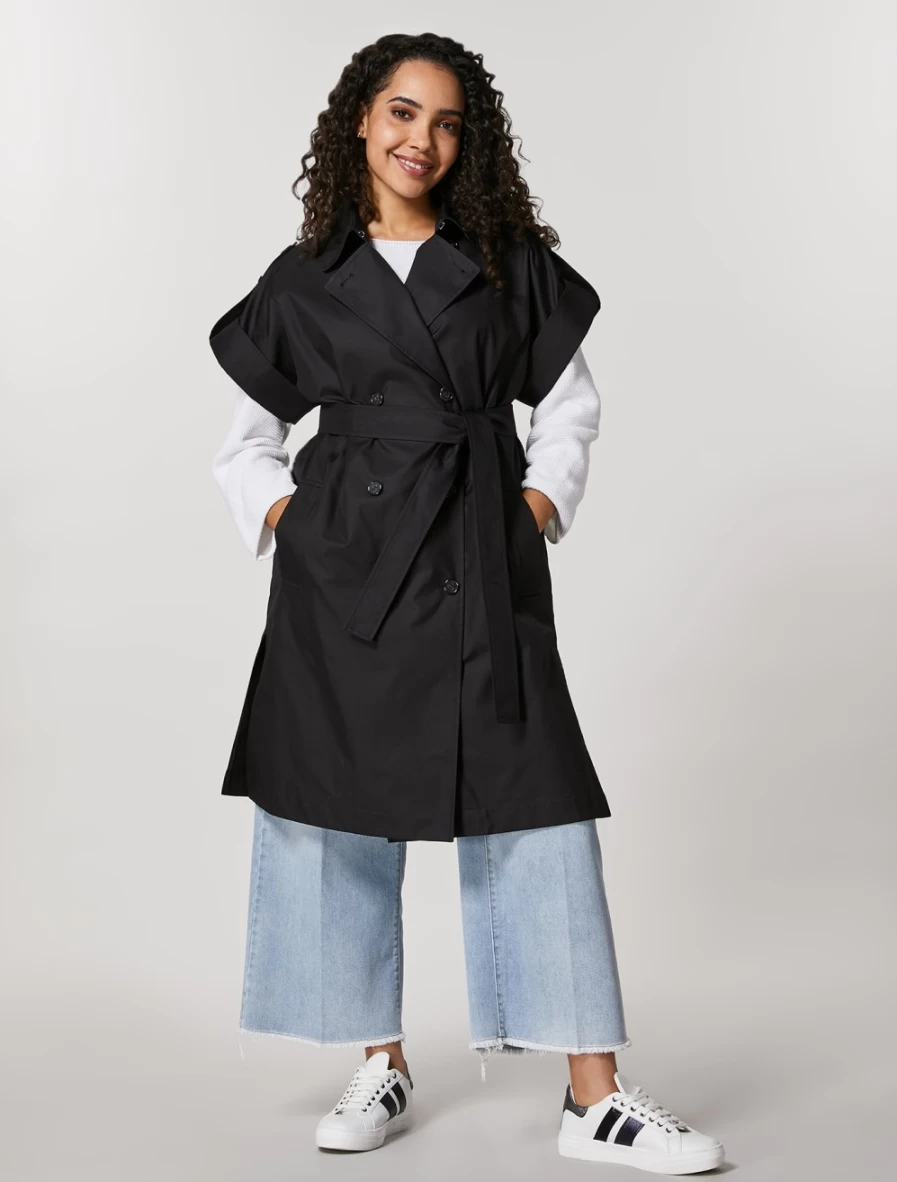 Marina Rinaldi Women's Black Cotton-Blend Trench Coat