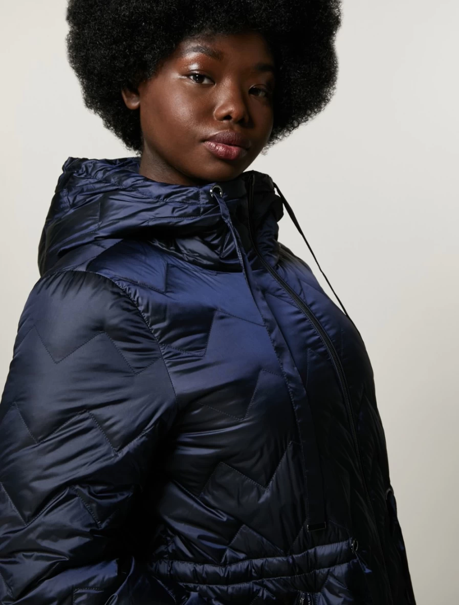 Marina Rinaldi Women's Dark Navy Shining Nylon Parka Coat