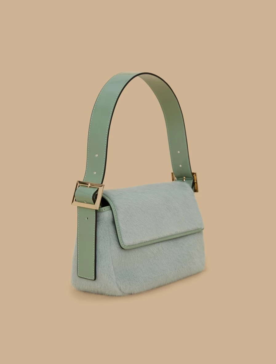 Marina Rinaldi Women's Green Baguette Bag – Stylish Leather Handbag for Everyday Use