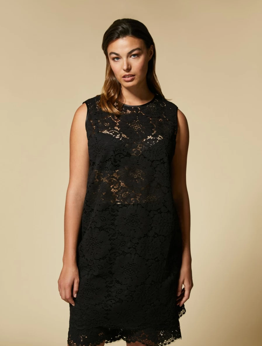 "Marina Rinaldi Women's Black Lace Tunic Top"