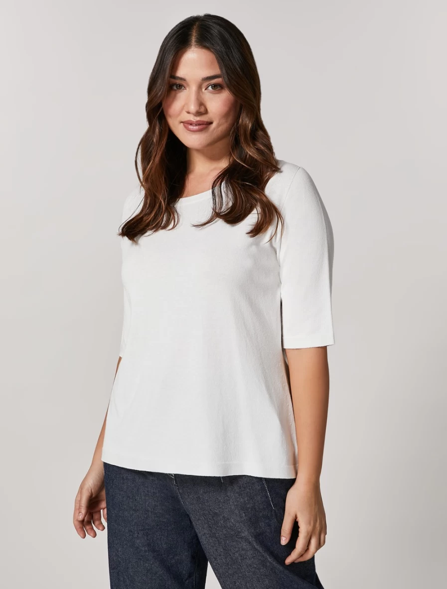Marina Rinaldi Women's White Stretch Viscose Crepe Sweater