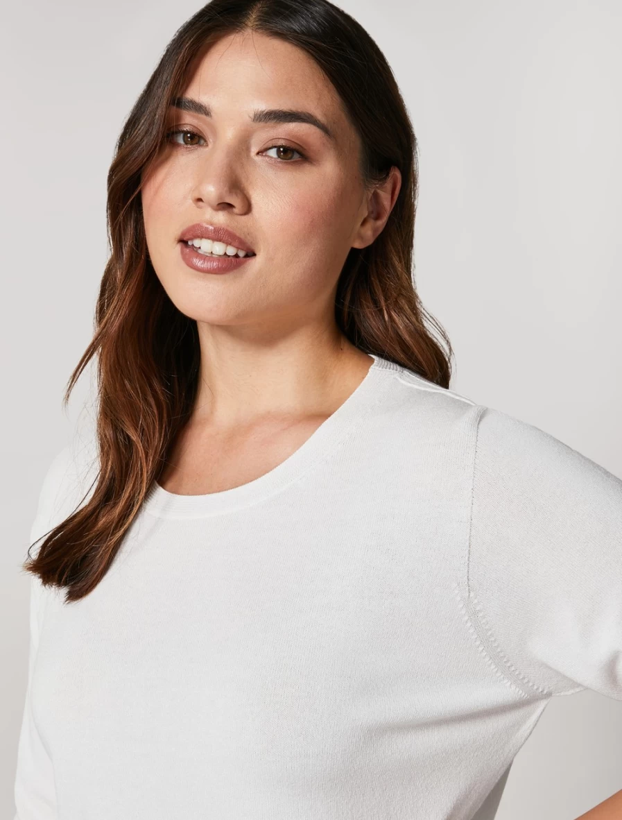 Marina Rinaldi Women's White Stretch Viscose Crepe Sweater