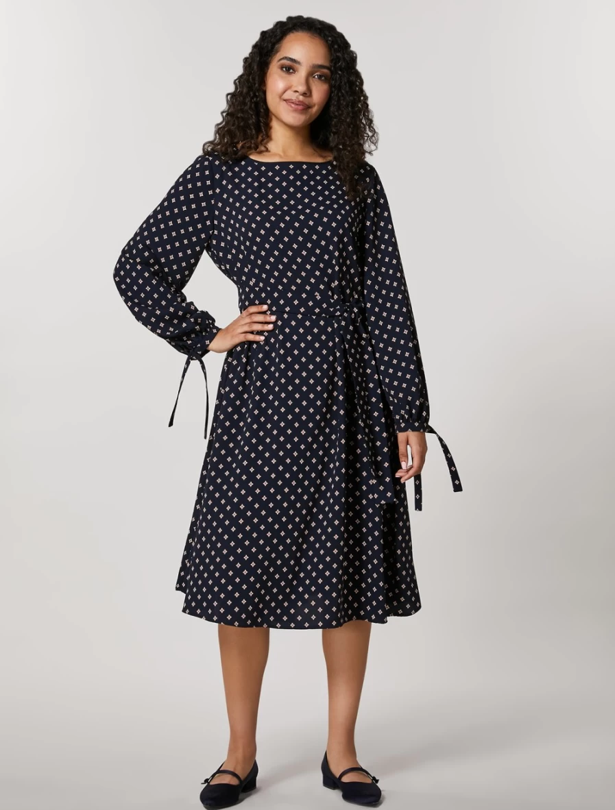 Marina Rinaldi Women's Dark Navy Printed Cady Dress