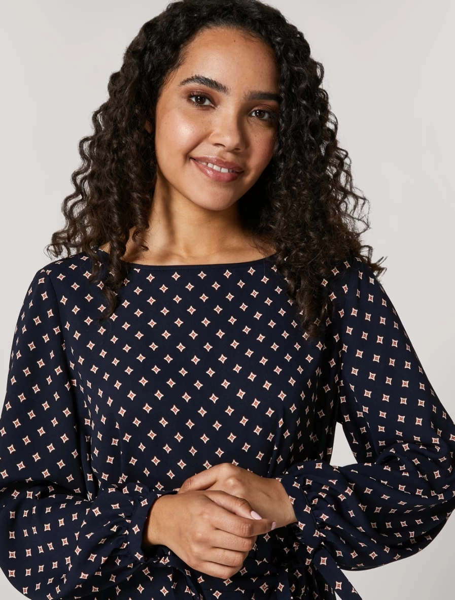 Marina Rinaldi Women's Dark Navy Printed Cady Dress