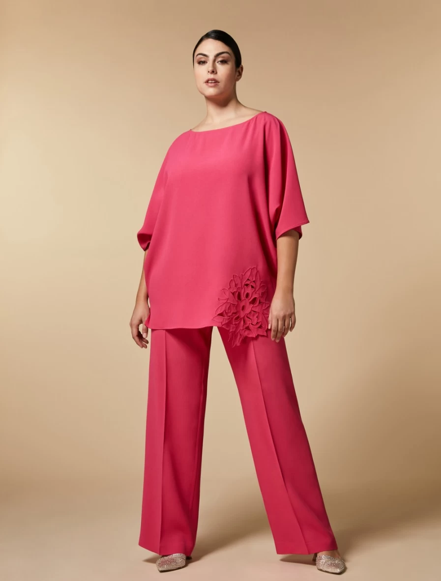 Marina Rinaldi Women's Fuchsia Crepe Envers Satin Trousers