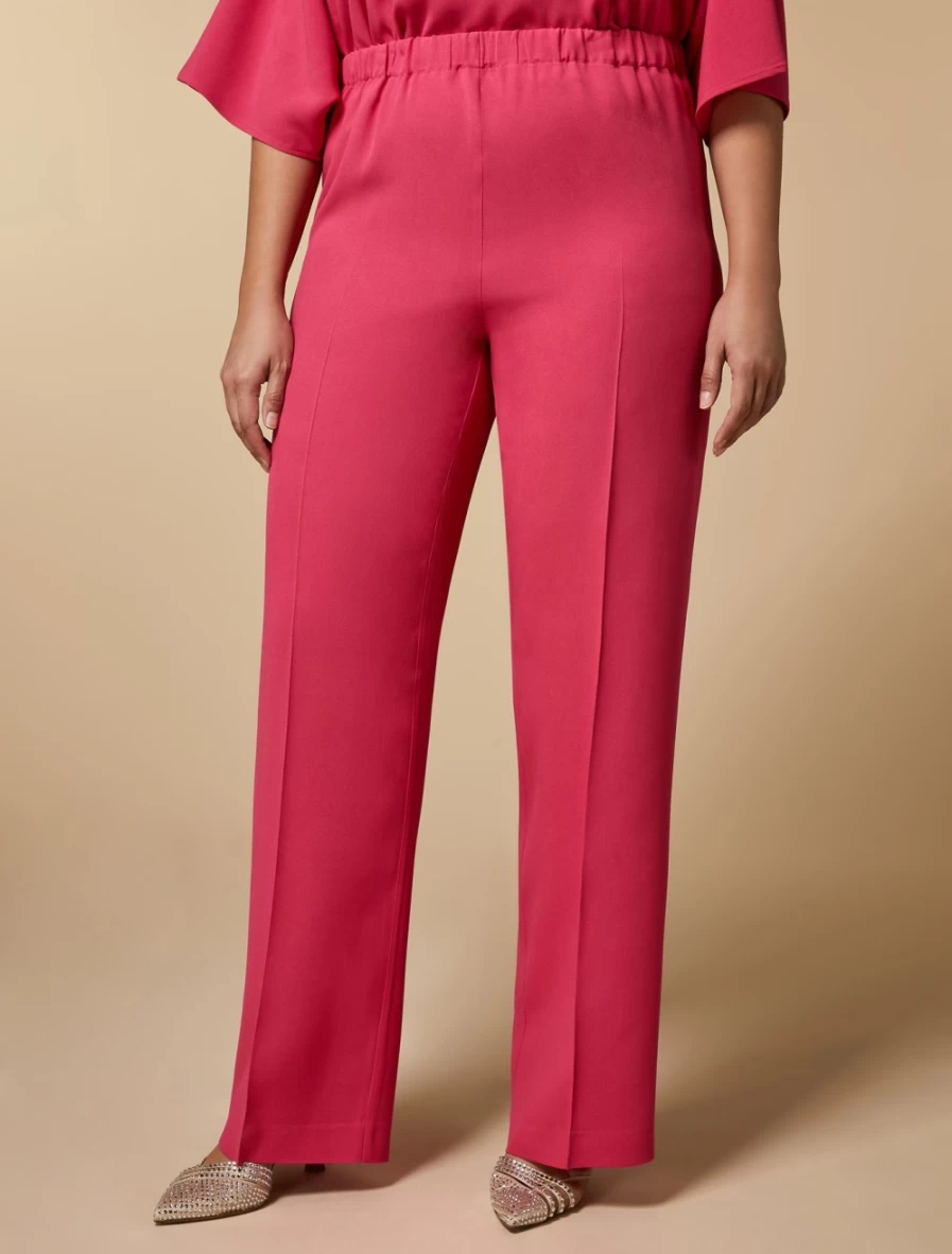 Marina Rinaldi Women's Fuchsia Crepe Envers Satin Trousers