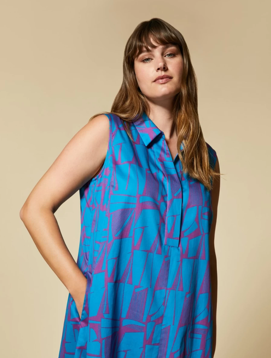 "Marina Rinaldi Women's Fuchsia Printed Poplin Dress"