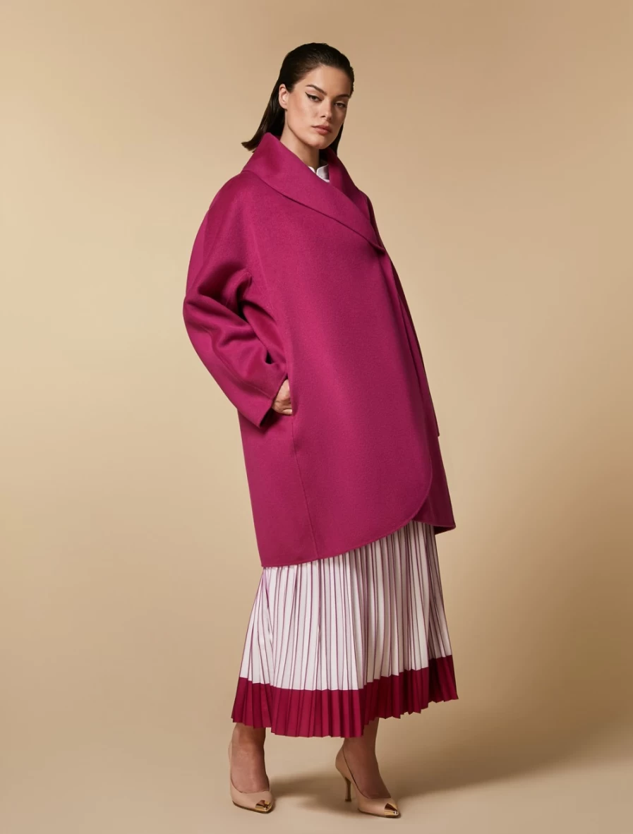 "Marina Rinaldi Women's Fuchsia Double-Faced Wool-Blend Coat"