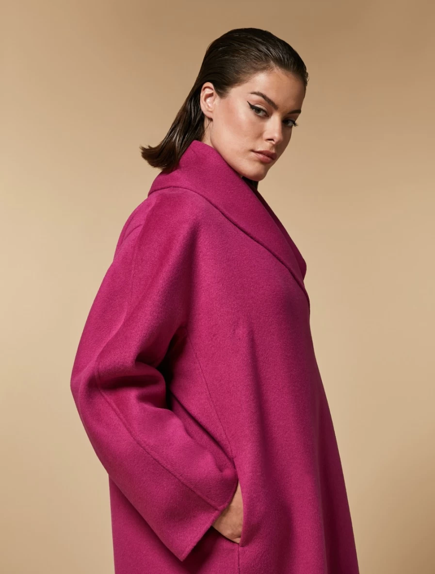 "Marina Rinaldi Women's Fuchsia Double-Faced Wool-Blend Coat"