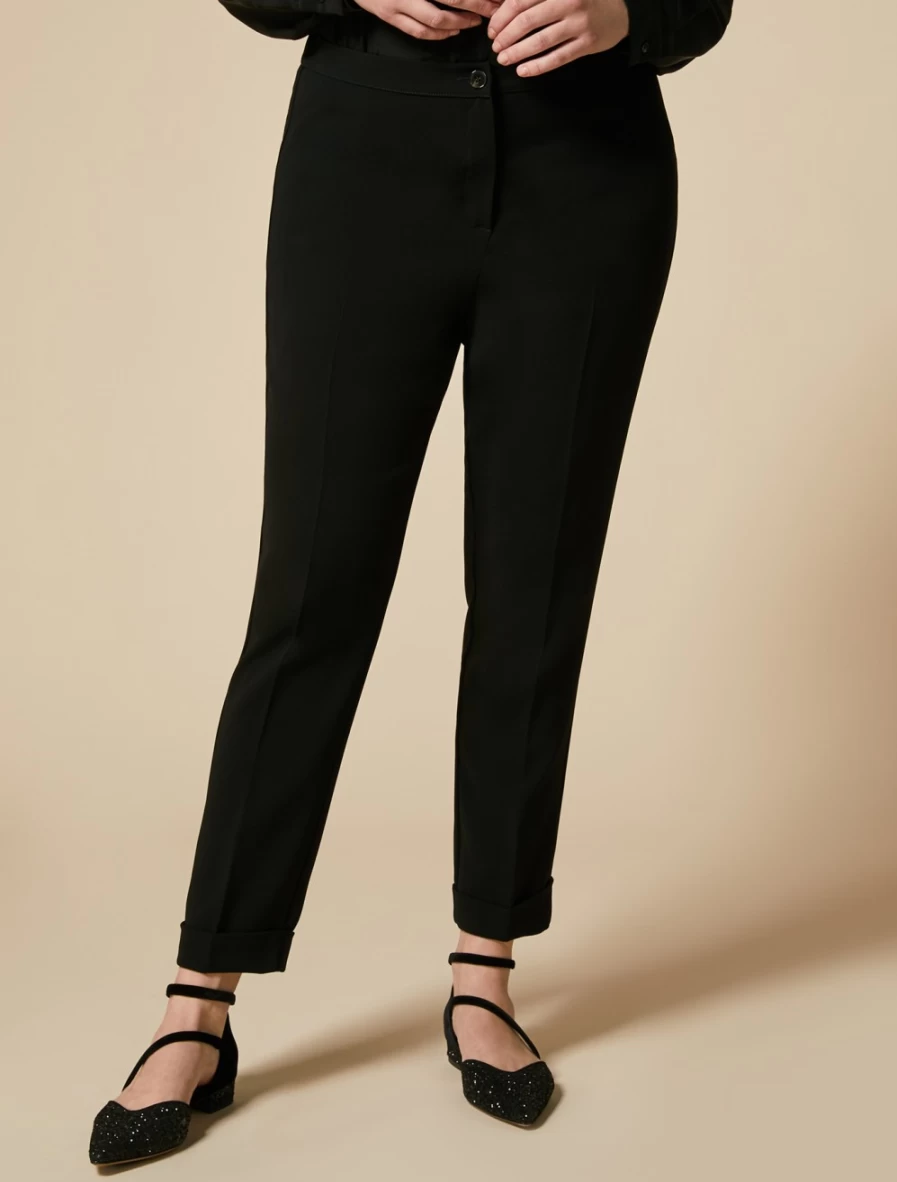 Marina Rinaldi Women's Black Slim-Fit Triacetate Trousers for Elegant Comfort