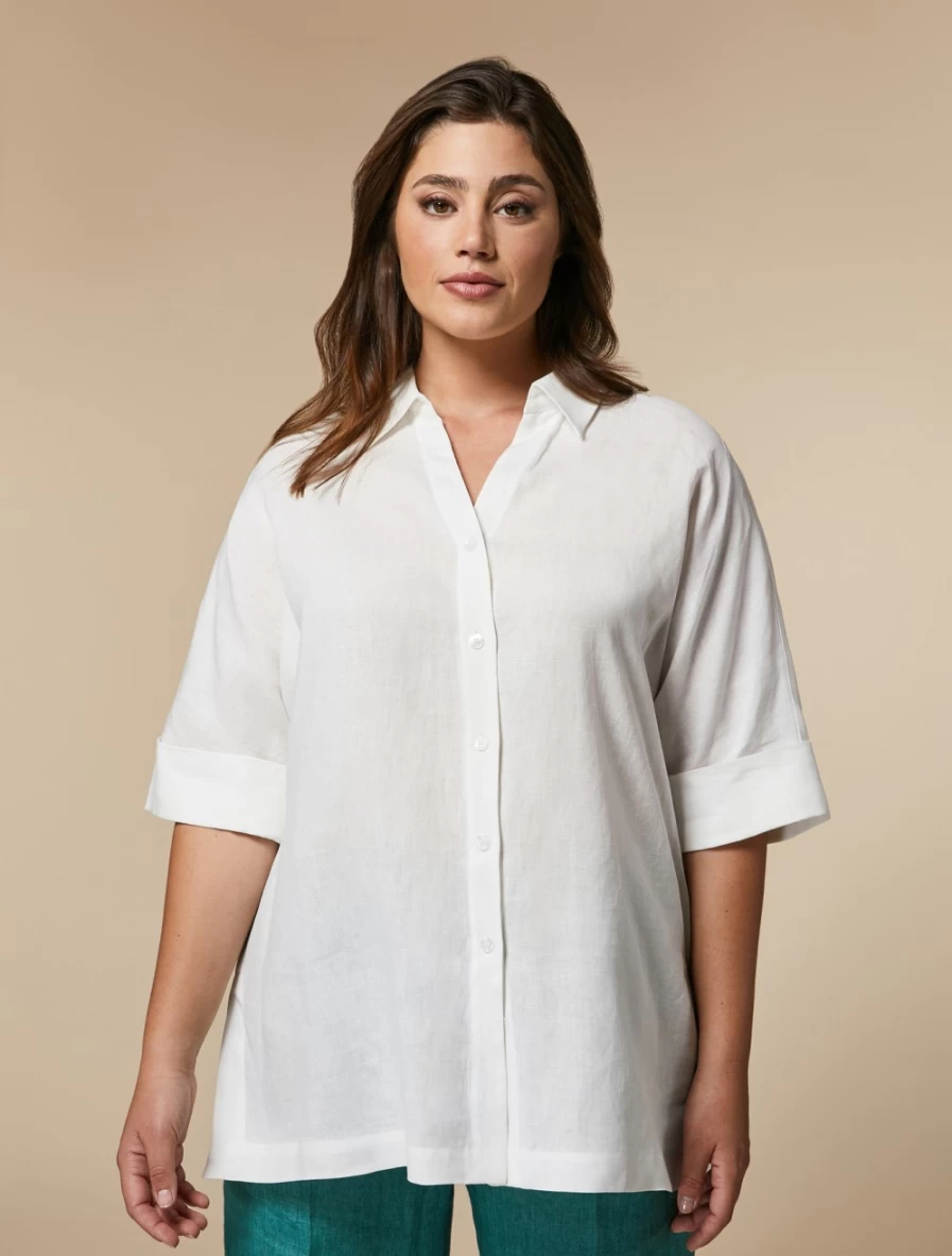 Marina Rinaldi Women's White Pure Linen Shirt – Breathable & Comfortable