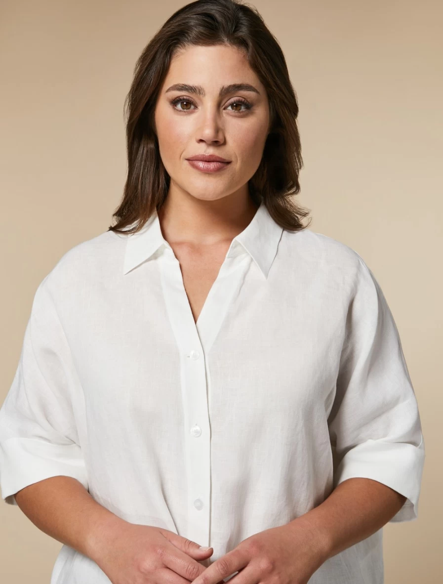 Marina Rinaldi Women's White Pure Linen Shirt – Breathable & Comfortable