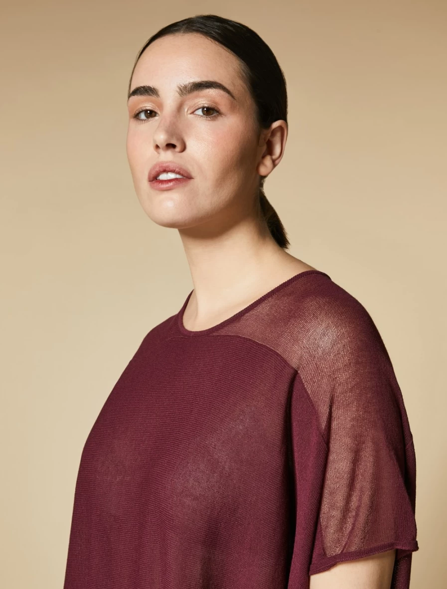 "Marina Rinaldi Women's Bordeaux Viscose Crepe Sweater"