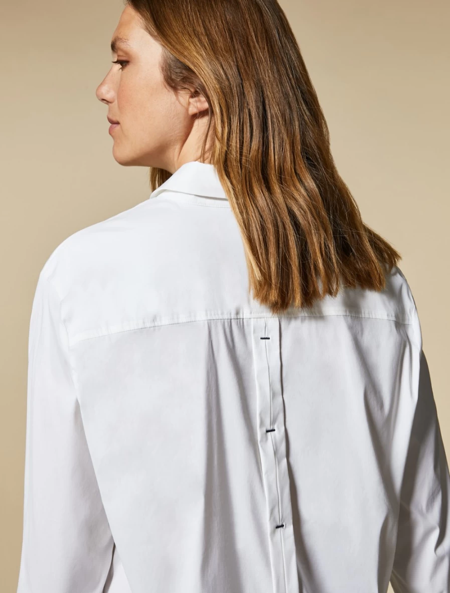 "Marina Rinaldi Women's White Cotton-Blend Poplin Shirt"