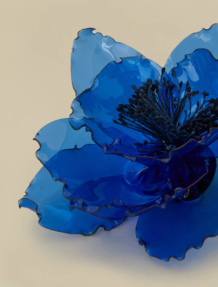 Marina Rinaldi Women's China Blue Flower Brooch - Elegant Floral Pin for Women