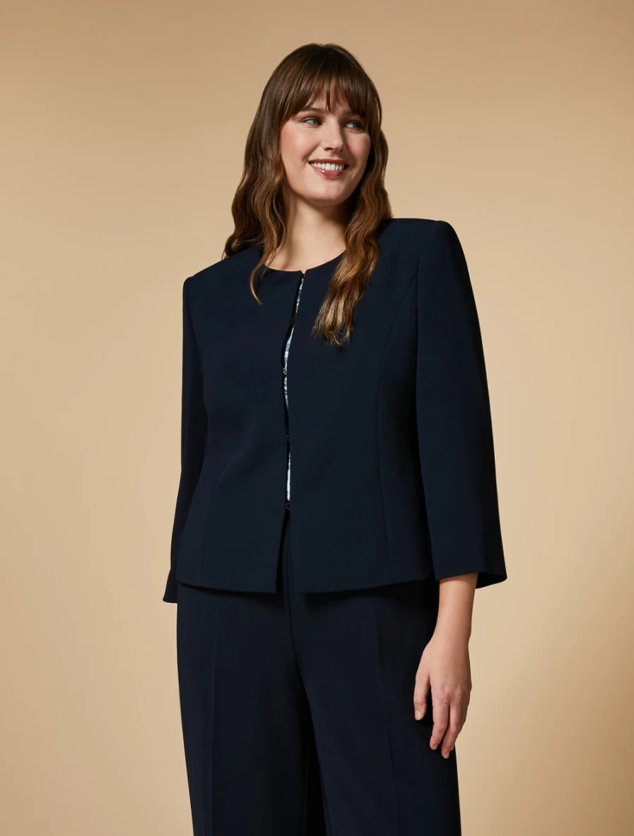 "Marina Rinaldi Women's Dark Navy Triacetate Jacket – Comfortable & Stylish"