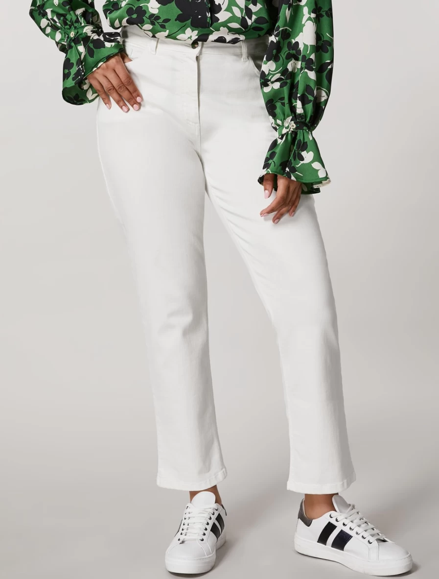 Marina Rinaldi Women's White Garment-Dyed Trousers