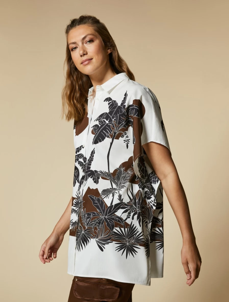 Marina Rinaldi Women's White Printed Poplin Shirt